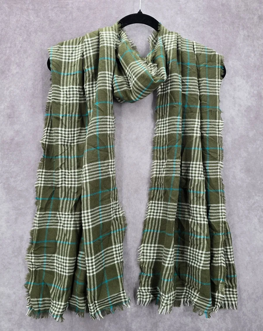 Cato Green Plaid Tartan Long Wrap Hijab Fringe Dupatta Shawl Scarves Scarf