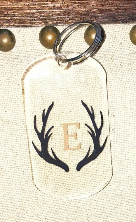 E monogrammed southern deer antler keychain