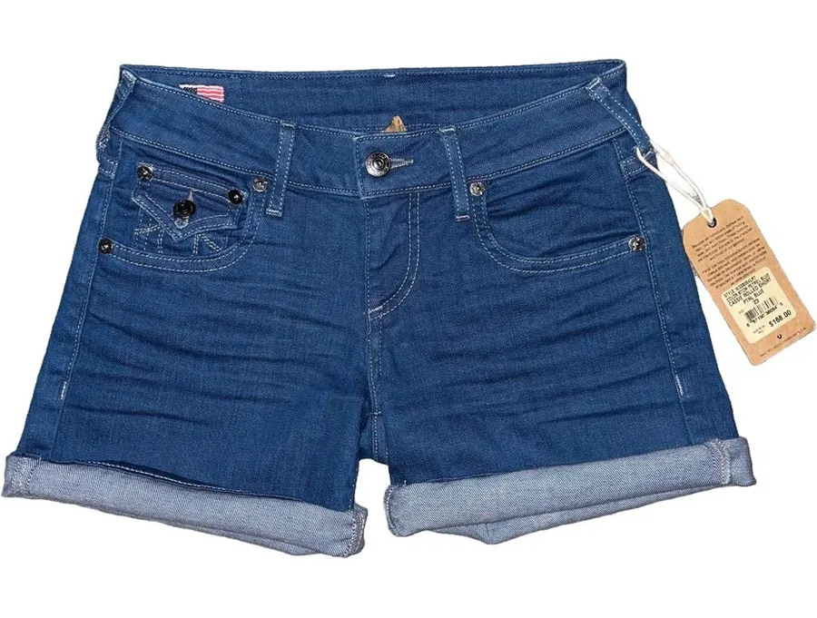 NWT True Religion Cassie Rolled Hem Denim Short Jean Minimalist Capsule