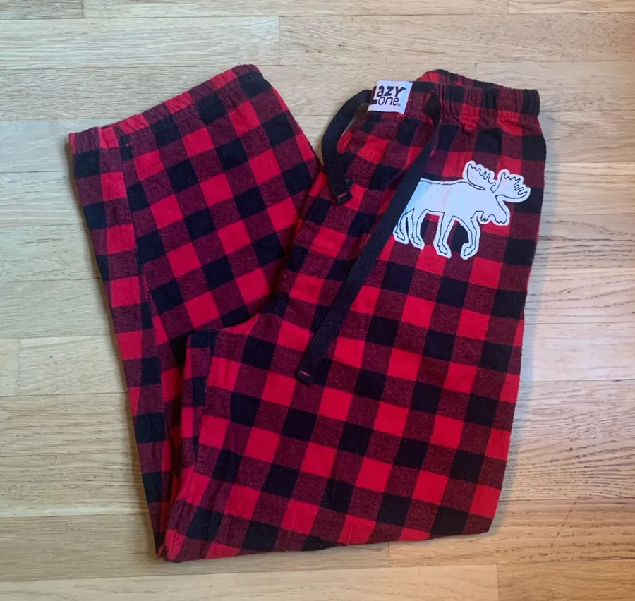 Unisex Flannel Pajama Bottoms Red Size M