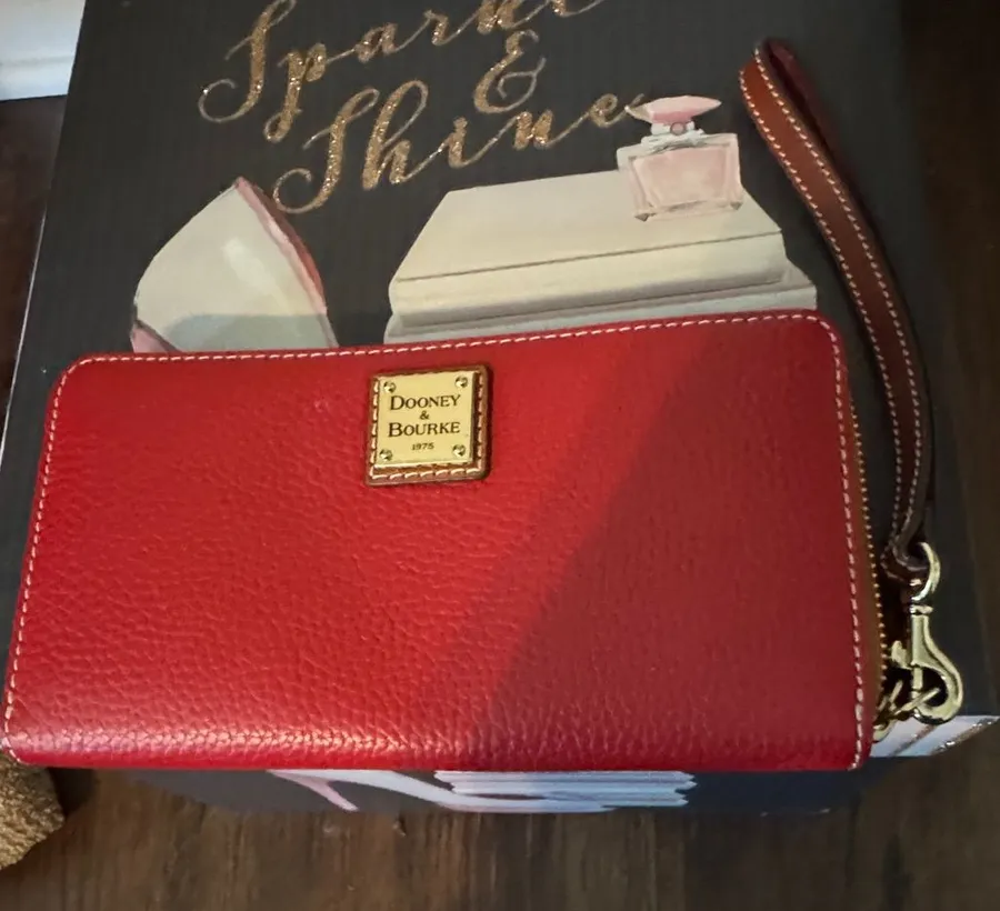 Dooney & Bourke Red Zip Around Wristlet Wallet