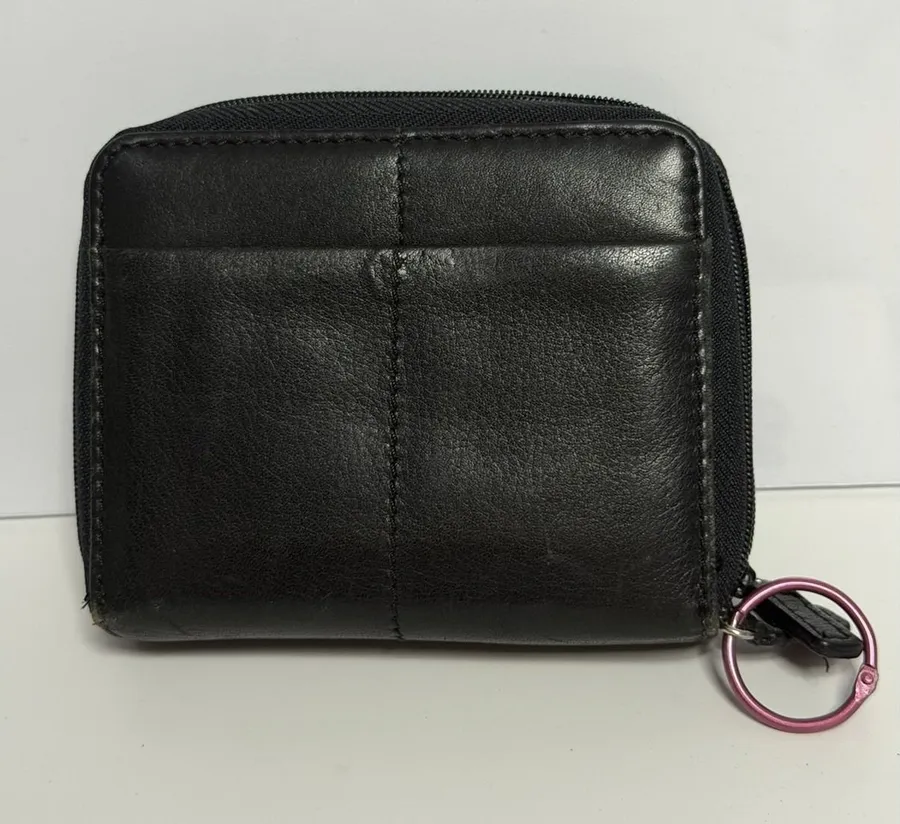 Womens Leather Black Wallet with Zipper (NEW)
