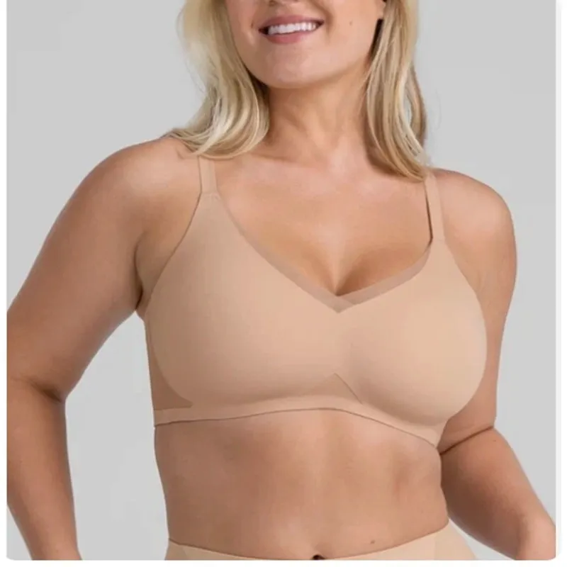 Honeylove Crossover Bra 1X Beige Women Padded Wireless Comfort Tan