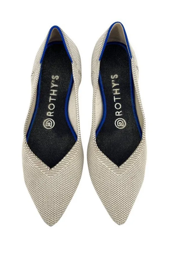 Rothys Birdseye The Point Beige Knit Flats Womens Size 7 Quiet Luxury