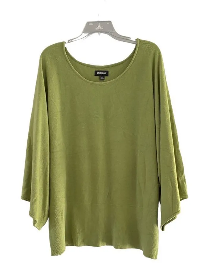 Avenue Ribbed Dolman Sleeve Sweater New with Tags Size 26/28 Green