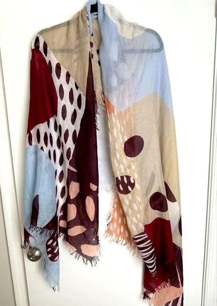 Abstract Geometric Print Scarf / colorful scarf Purple