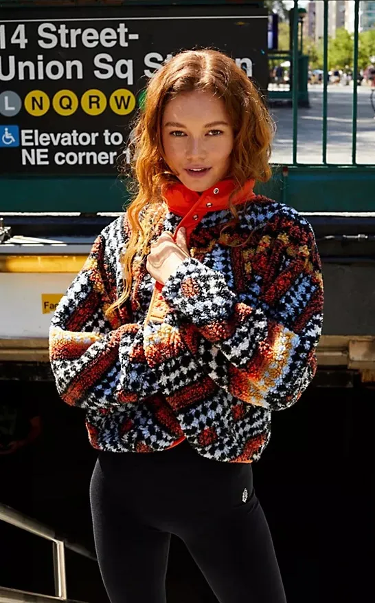 Free people Hit The Slopes Printed Fleece Jacket