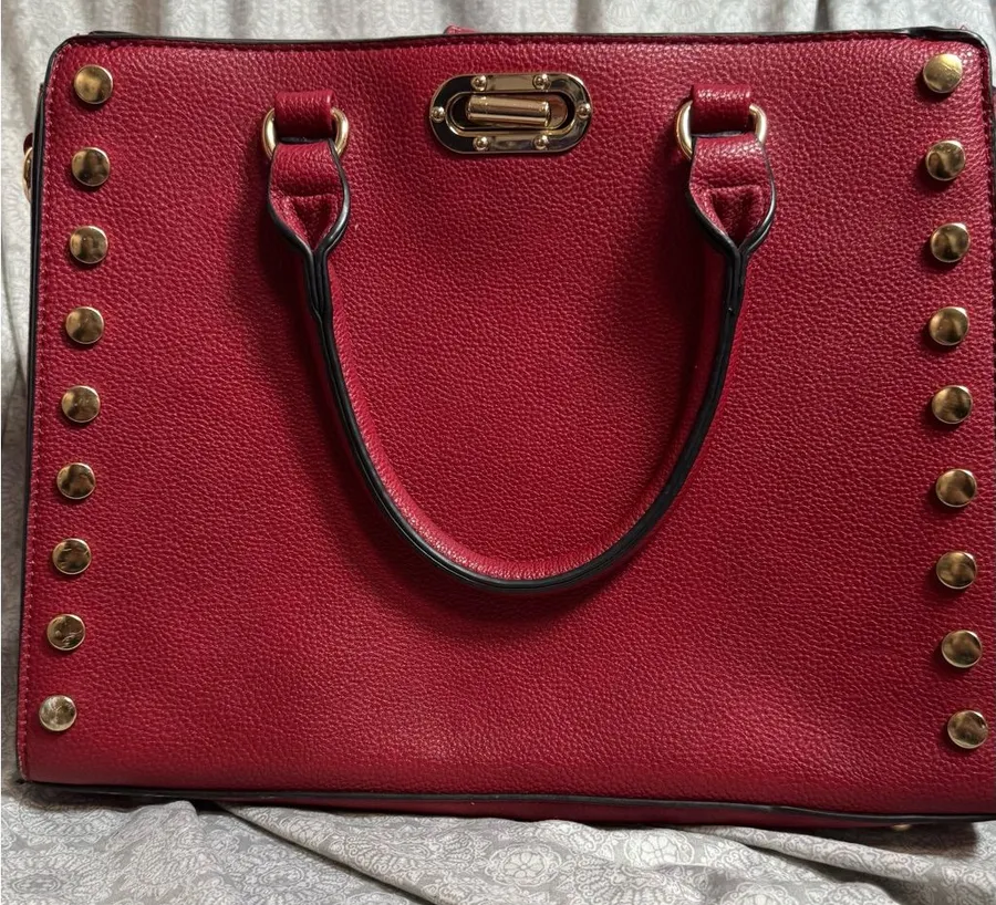 Red Studded Women's Tote Bag