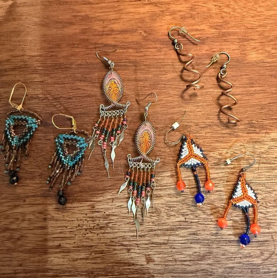 Handmade Western Boho Native American Style Beaded Drop Earrings Lot