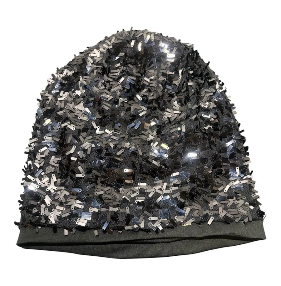 Sequined Black Beanie Hat