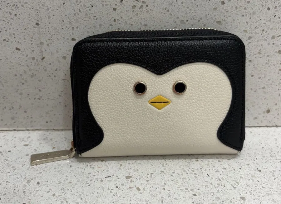 Kate Spade Morty Penguin Zip Around Card Case K9524 EUC Small Wallet