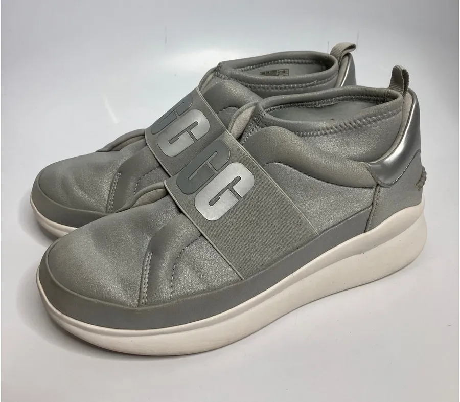 UGG Neutra Metallic Slip-On Sneakers Womens 9.5 Silver Good Branded Gore Strap
