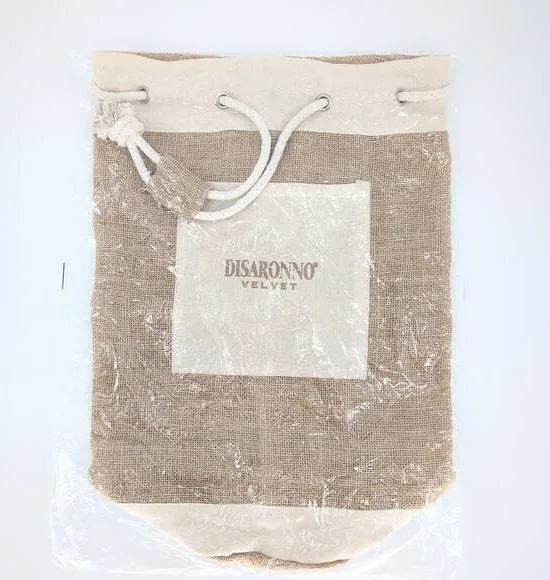 DiSaronno Velvet Cream Canvas Drawstring Bucket Bag / Backpack with Pocket