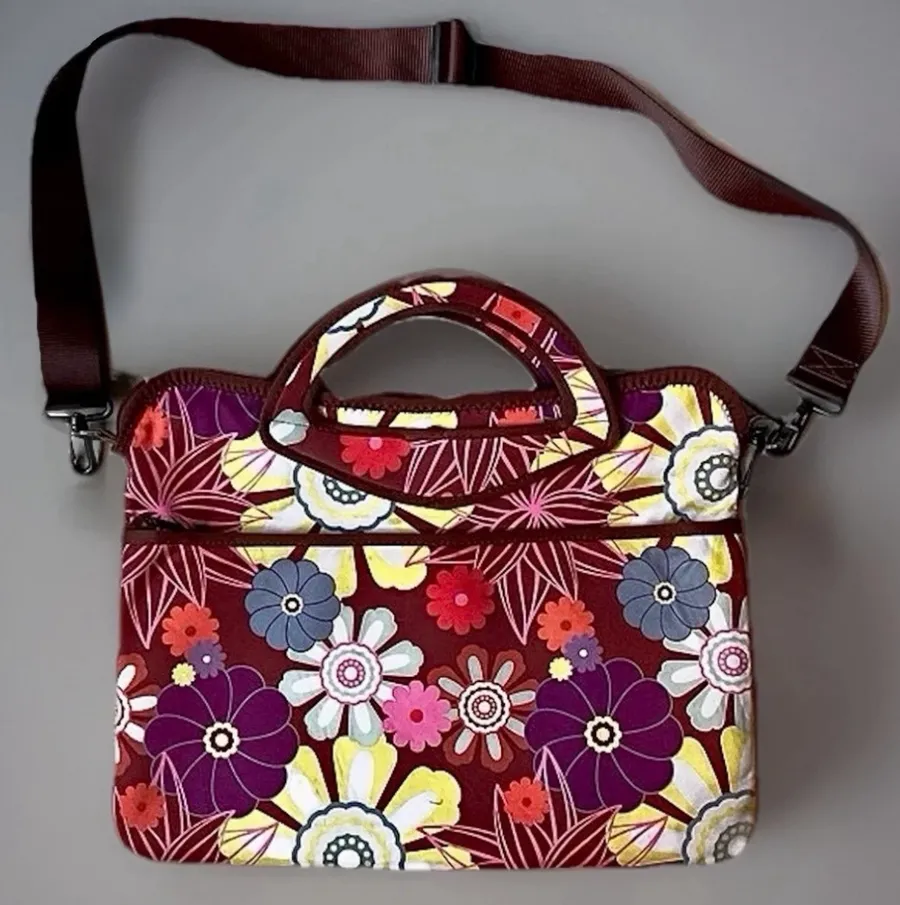 ie Floral Zippered Laptop Removable Shoulder Strap Messenger Bag 16” X 12” Multiple