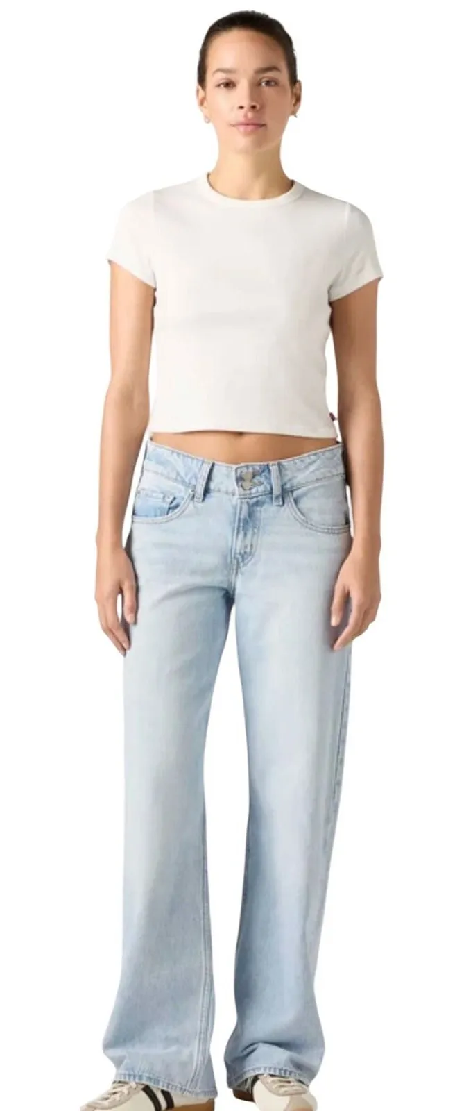 NWOT Levi's Superlow Loose Jeans Low Rise Wide Leg Abraided Art Light Wash 27x32