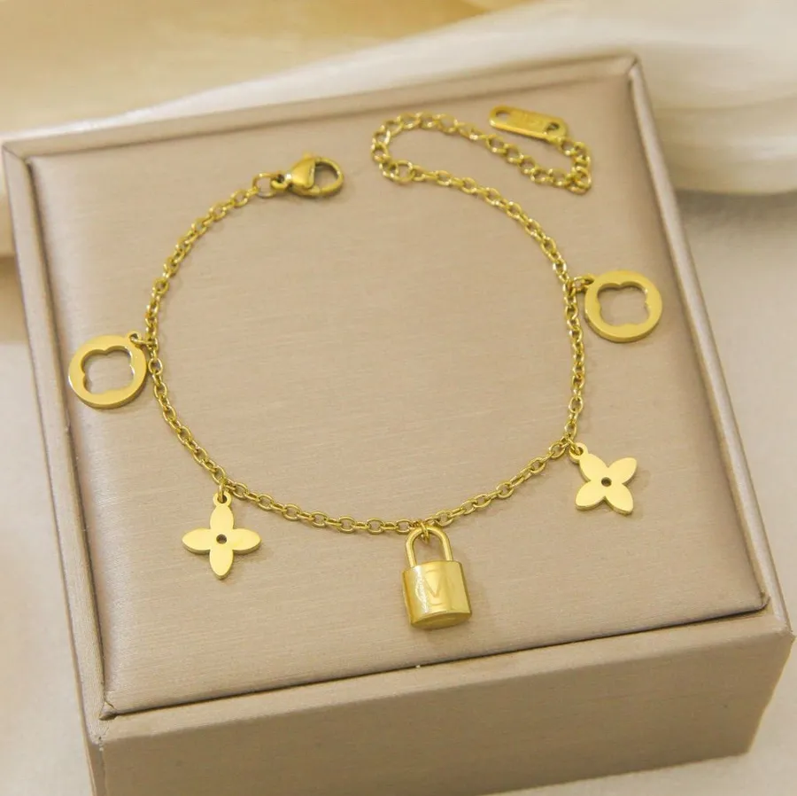 Gold Padlock Charm Bracelet