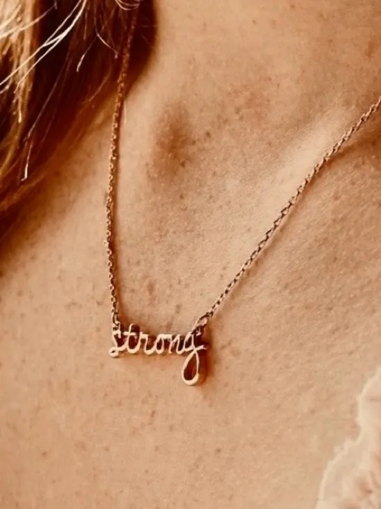 Strong Script Pendant Necklace - Gold