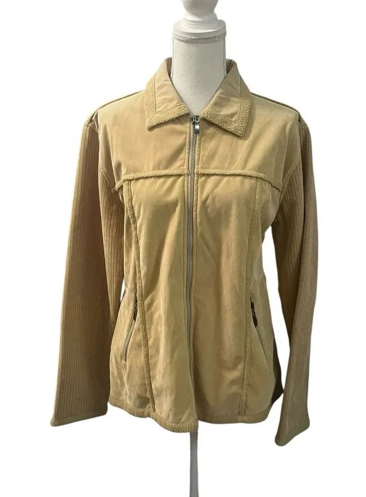 Tallino 18 Ladies Vintage Y2K Suede Leather Jacket Full Zip Lined XL Pockets