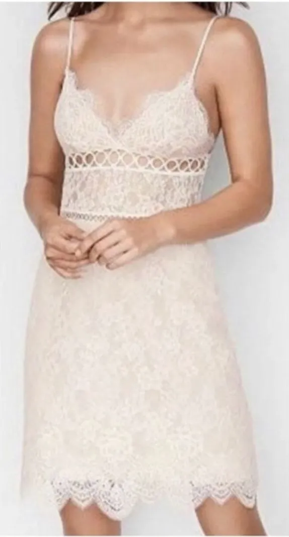 Victoria’s Secret Slip Dress Small Lace Ivory Sheer Chemise Coquette Whimsical