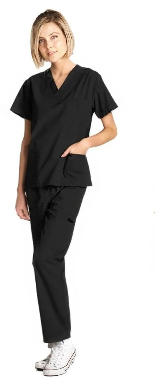 Dagacci Black 2 Piece Medical Uniform Scrub Set Medium