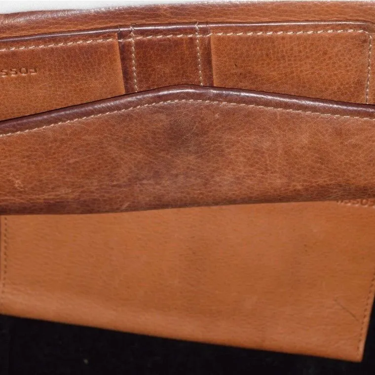 Fossil Wallet, Camel Brown Trifold 7x4