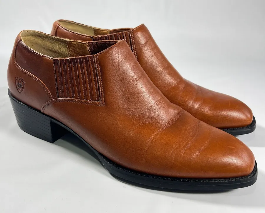 Ariat Sonora 16528 Women's 9.5B Cognac Leather Western Ankle Booties Chelsea