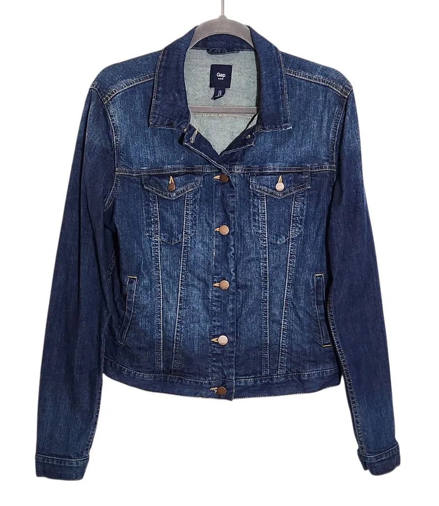GAP Womens Cropped Trucker Denim Jacket Size Medium