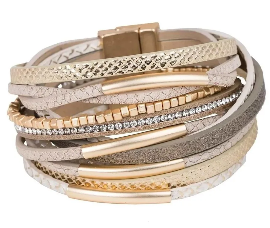 NWT Saachi Glimmer Leather Bracelet Color: Peru Tan