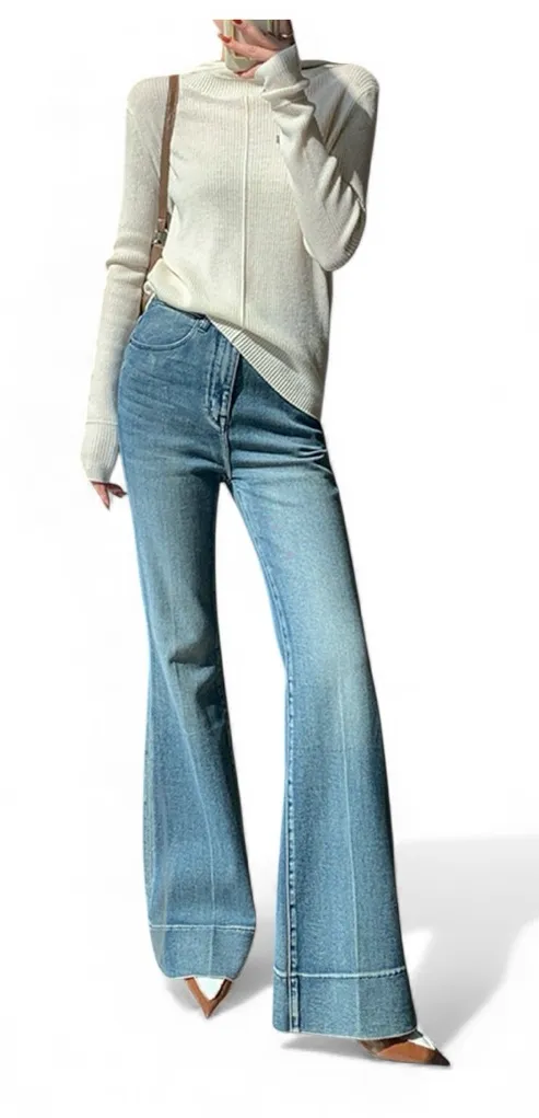 COMMENSE Washed Slim Draped Denim Pants
COLOR