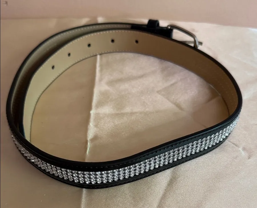 Black Women's Rhinestone Buckle Belt