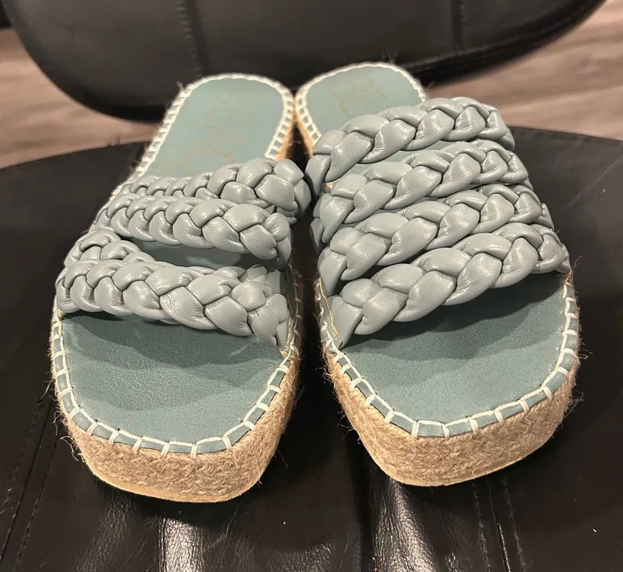 Beach by Matisse Braided Slide Espadrille Sandals in Dusty Blue Size 7