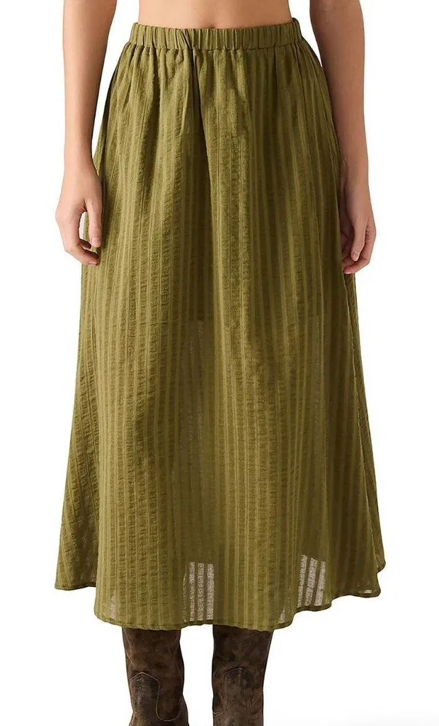 Steve Madden Women's Cotton Shadow Stripe Maxi Skirt
