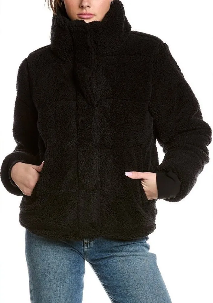 NWT Womens S13 SAM Faux Sherpa Black Coat Jacket Size L