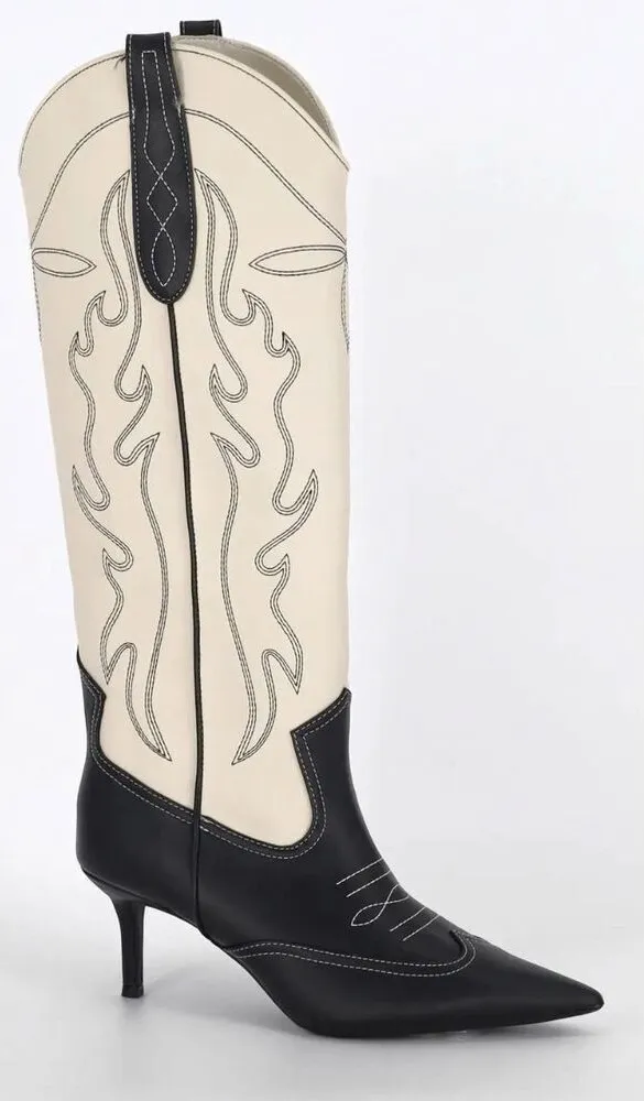 INC International Concepts Boots Western Style Knee High Size 7 Pointed Toe Black