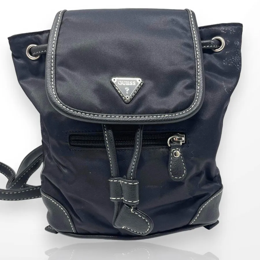 00s GUESS Vintage Black Drawstring Backpack