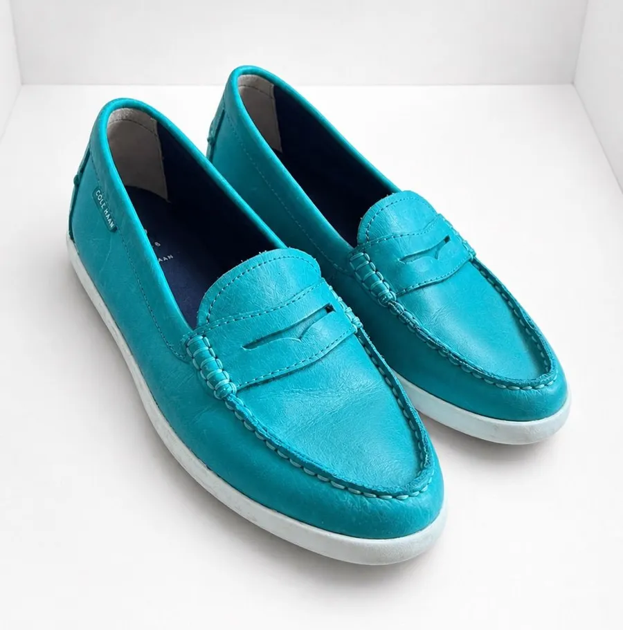 Cole Haan Women’s 9B Turquoise Leather Penny Loafers Driving Shoes