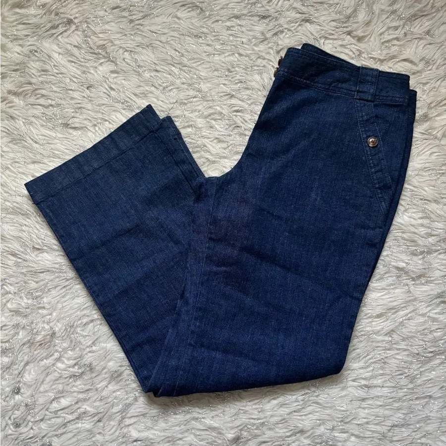 Karen Brooks Dark Indigo Women’s Flare Pants Size 6 Petite Blue