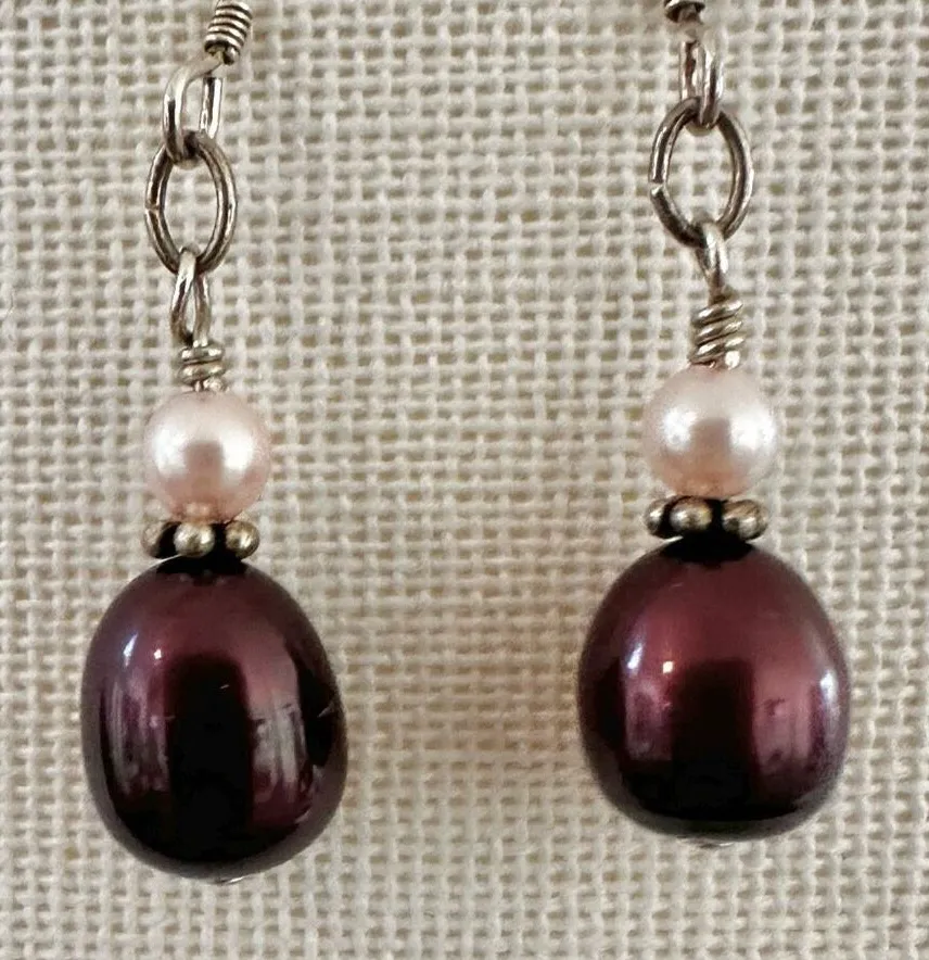 Sterling silver authentic pearl drop earrings