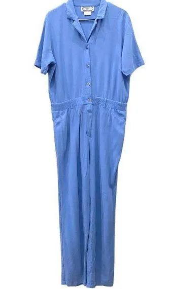 Vintage SAINT GERMAIN Paris Blue Short Sleeve Romper Jumpsuit Size XL