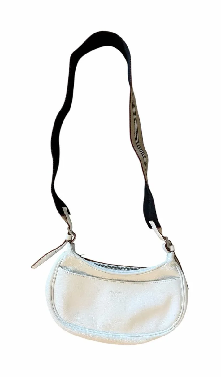 Authentic Burberry White Crossbody Shoulder Bag with canvas Strap