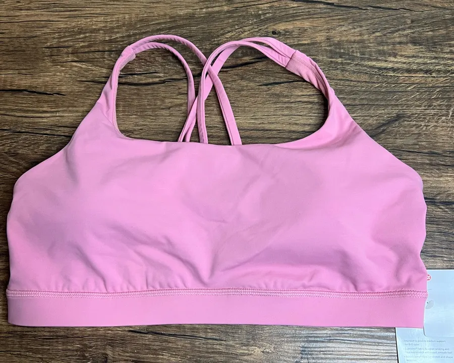 Lululemon Energy Bra Pink Size 12 NWT Medium Support Luxstream Fabric