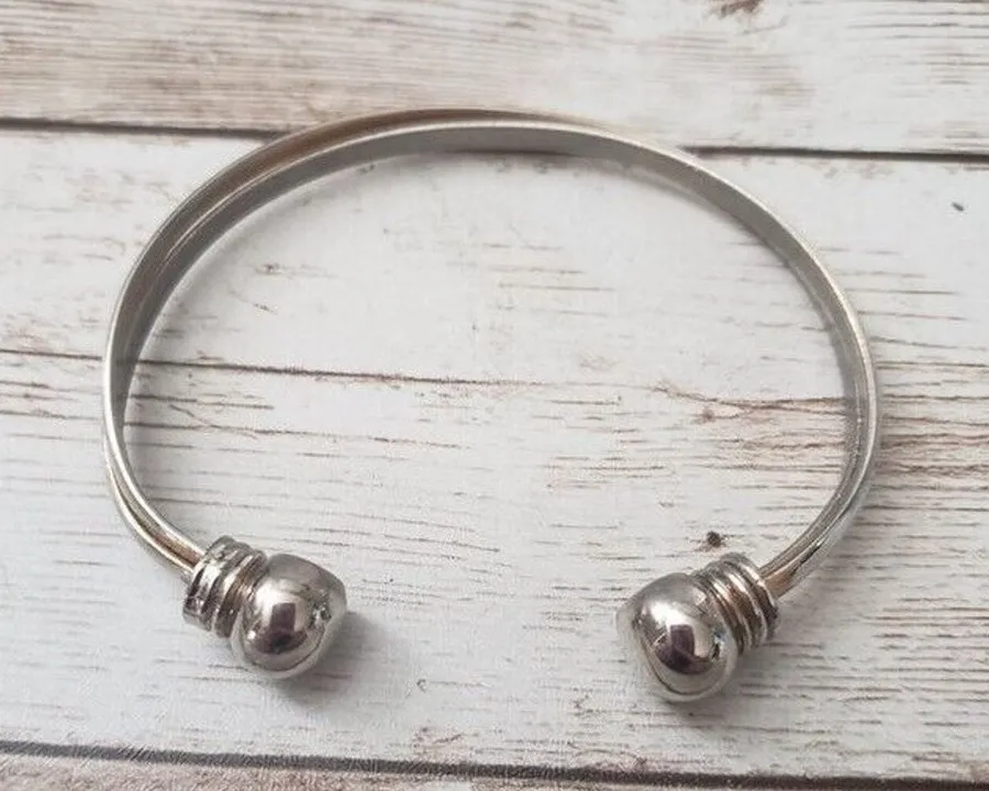 Vintage Bracelet / Bangle 6.75" Silver Tone with Some Gold Tone Discoloration