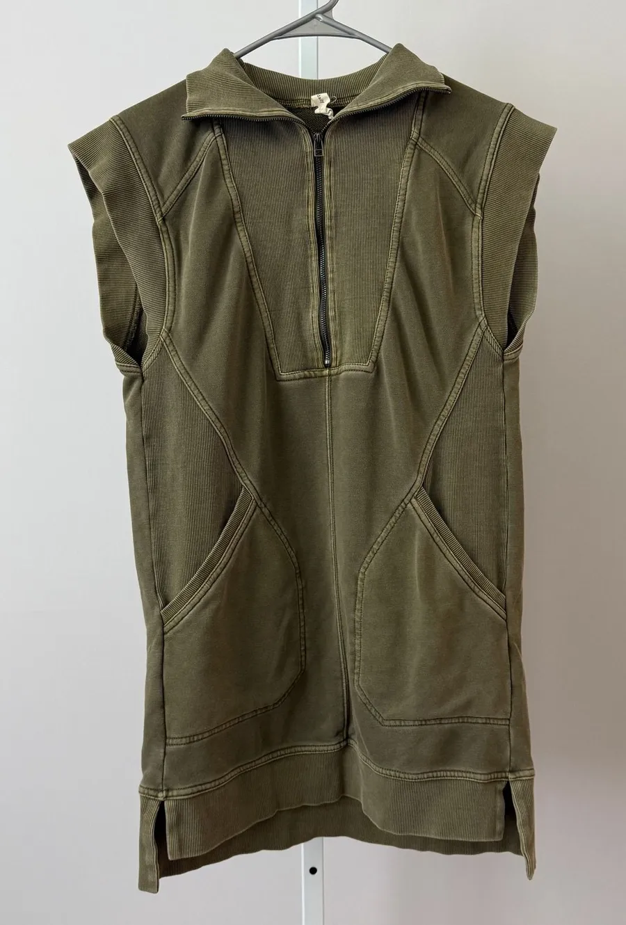 Anthro Daily Practice S Green Vest Zip Sleeveless Sweatshirt Pullover Boho