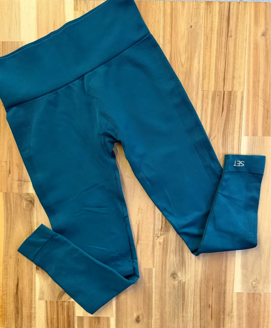 SET ACTIVE Sculptflex High-Rise Seamless Leggings – Teal Blue – Size Large