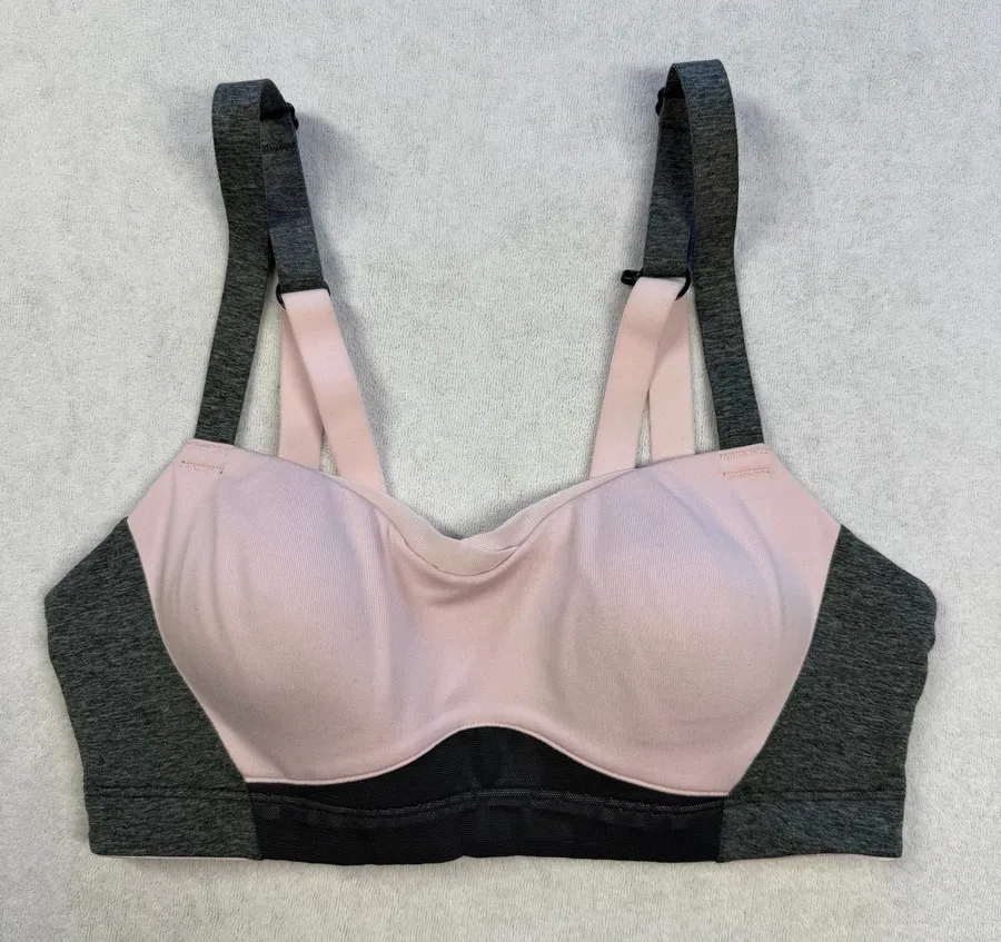Brooks FineForm Sports Bra 30A/B Blush Pink Gray Padded Convertible