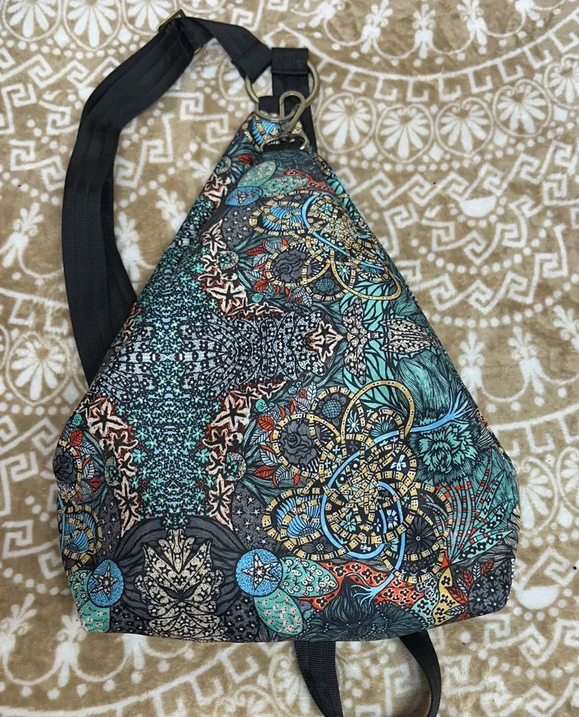 Artistic Patterned Backpack with Black Straps