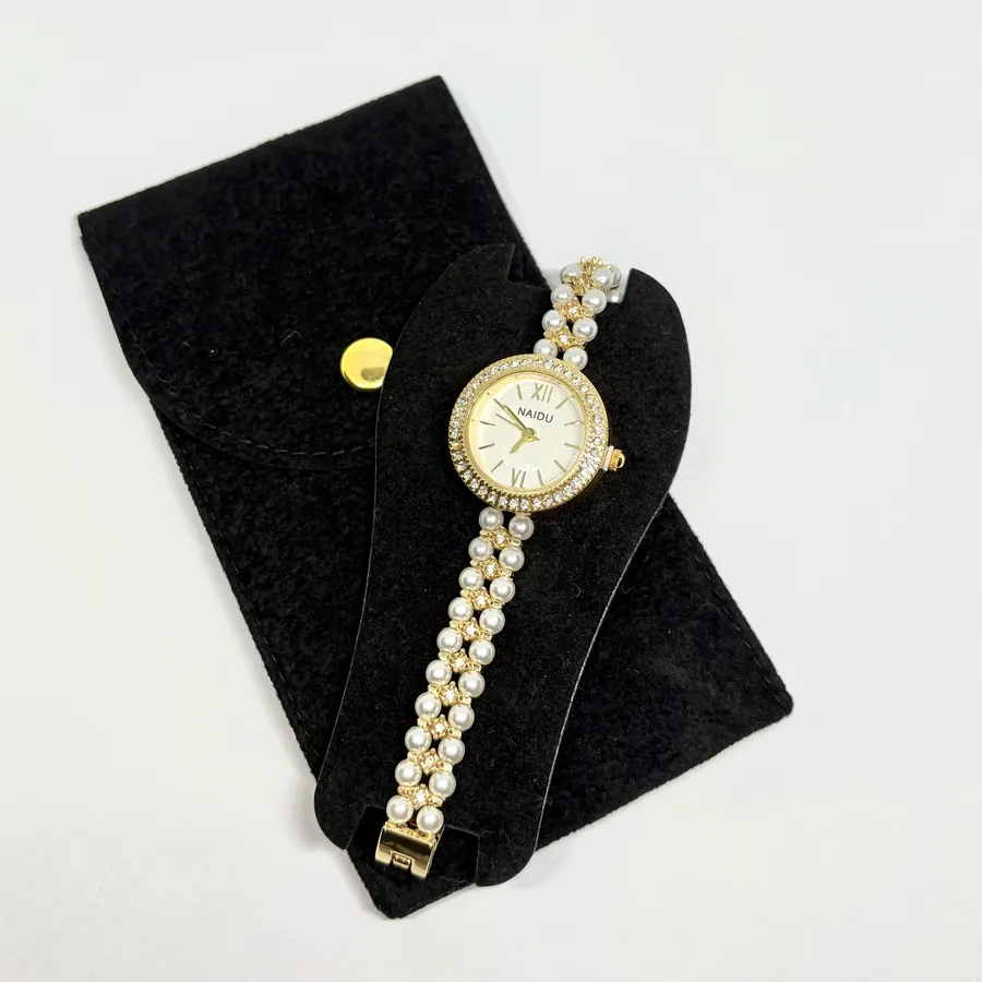 Gold and Pearl dainty vintage style watch