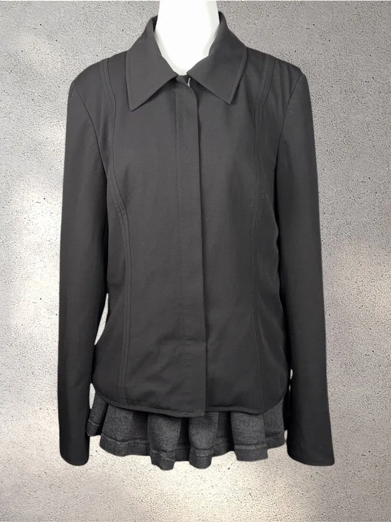 Worthington Works Zip Up Blazer Women’s 12 Black Biker Grunge Chic Nana Workwear