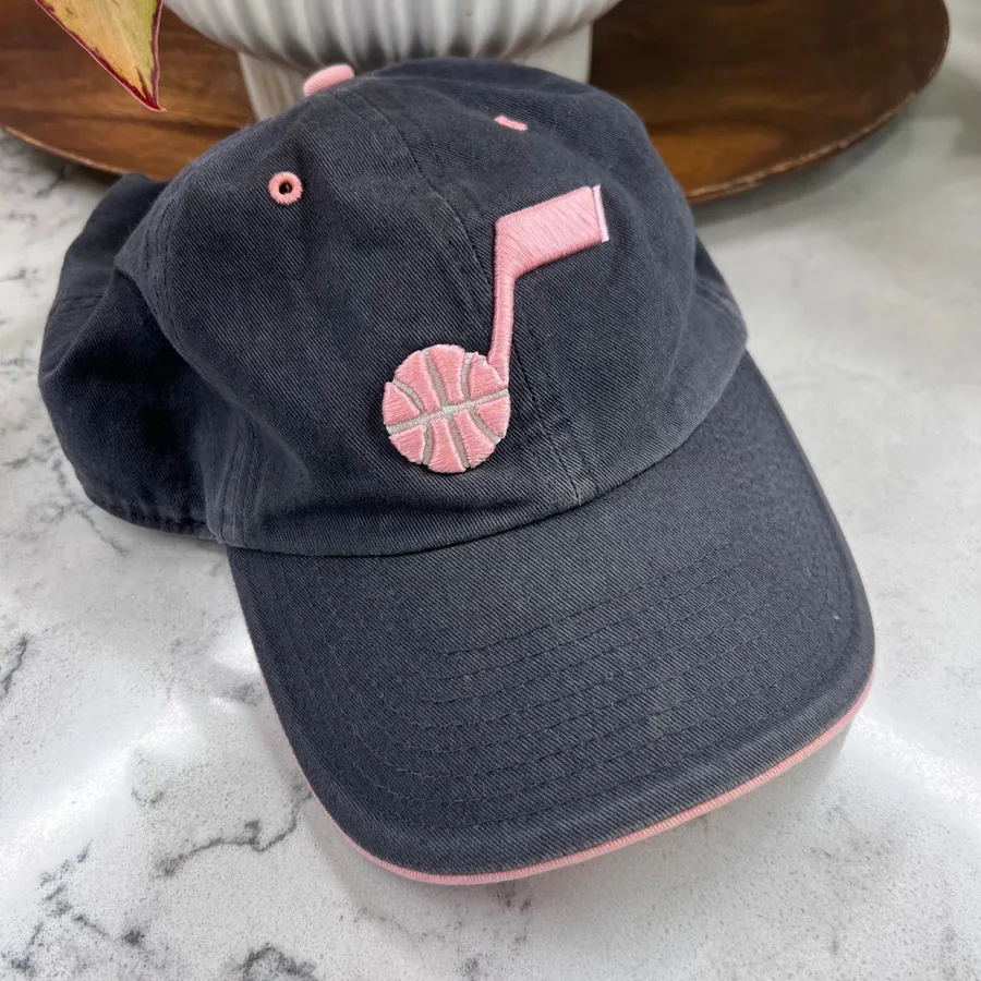 47 Brand Utah Jazz NBA Hat Charcoal Grey Pink Embroidered Adjustable Cap Gray