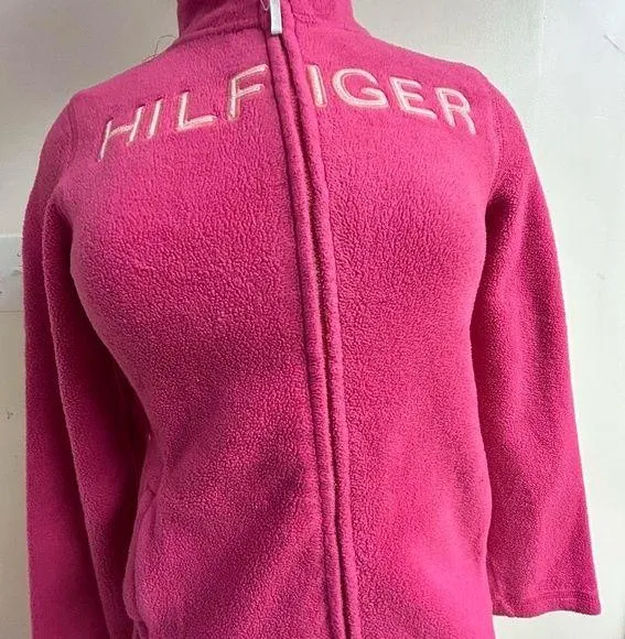 Tommy Hilfiger Pink Casual Logo Zip Up Jacket with pockets